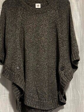 Cabi Shimmer Poncho Crew Neck Side Buttons Size M